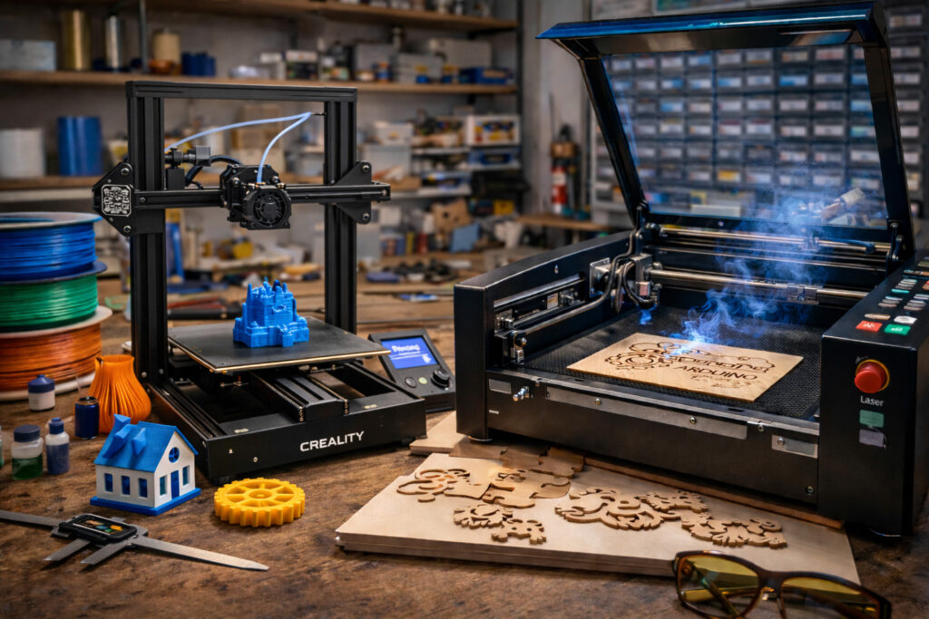 Giochiamo con la stampante 3D e la taglierina laser